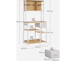Multifunctioneel Keukenrek met Werkblad en Verstelbare Planken – foto 4