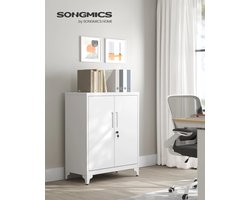 Witte Stalen Opbergkast met Sloten en Verstelbare Planken - 80x40x90 cm – foto 1