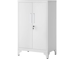 Witte Stalen Opbergkast met Sloten en Verstelbare Planken - 80x40x90 cm – foto 5