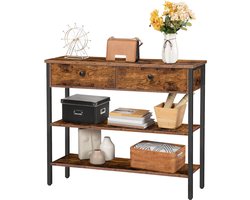 Industriële consoletafel met opbergruimte – Bruin en metaal – foto 2