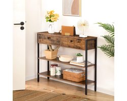 Industriële consoletafel met opbergruimte – Bruin en metaal – foto 4