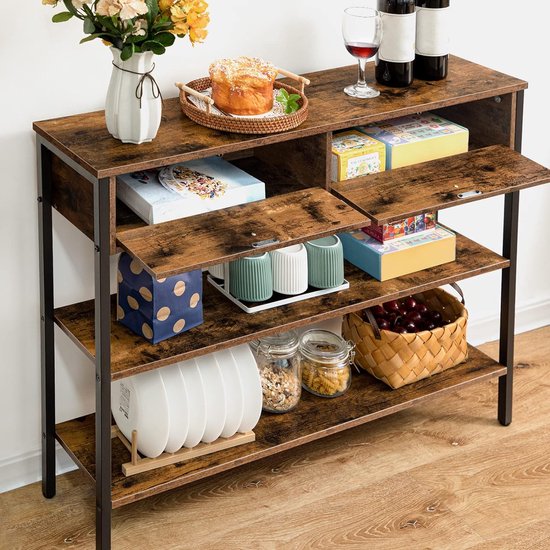 Industriële consoletafel met opbergruimte – Bruin en metaal – foto 5