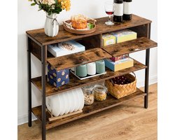 Industriële consoletafel met opbergruimte – Bruin en metaal – foto 6