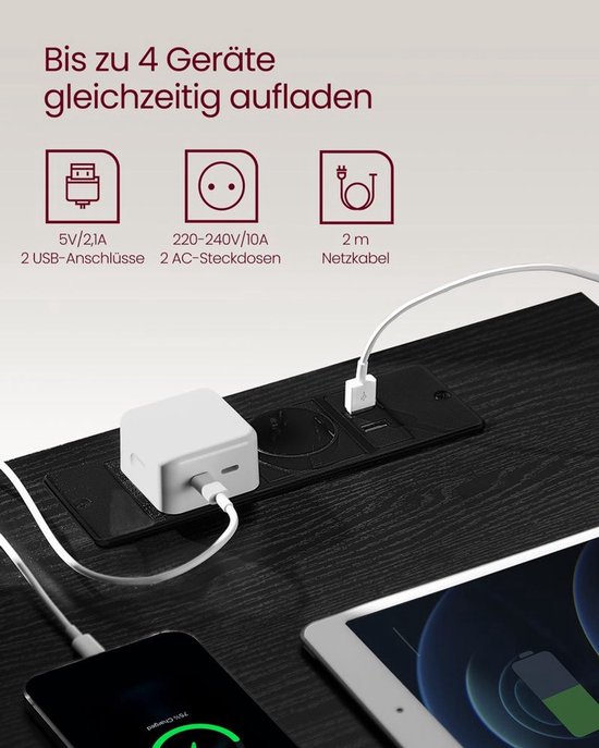 Nachtkastje met geïntegreerd laadstation en opbergruimte – Zwart – foto 5