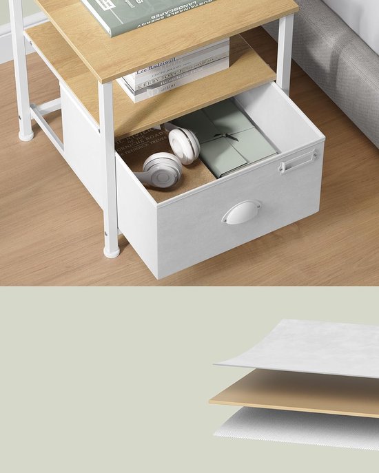 Veelzijdig Nachtkastje met Lade en Planken - Wit en Bruin Design – foto 5