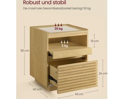 Modern Nachtkastje met Sfeervolle LED-Verlichting en Uittrekbaar Plankje – foto 5