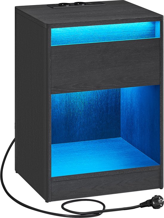 Stijlvol Nachtkastje met LED-Verlichting - Modern Zwart Ontwerp – foto 2