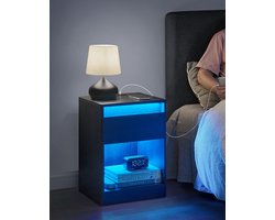 Stijlvol Nachtkastje met LED-Verlichting - Modern Zwart Ontwerp – foto 4