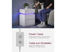 Elegant Nachtkastje met Sfeervolle LED-Verlichting en 3 Lades - Wit – foto 2