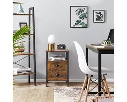 Set van 2 Nachtkastjes met Lades en Open Vak – Industrieel Design – foto 6