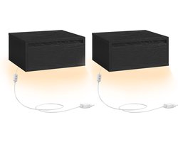 Set van 2 Zwevende Nachtkastjes met 3-kleuren LED Verlichting - Zwart – foto 2