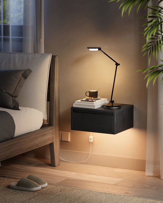 Set van 2 Zwevende Nachtkastjes met 3-kleuren LED Verlichting - Zwart – foto 4
