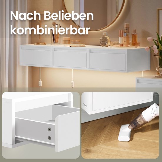 Set van 2 Hangende Nachtkastjes met Sfeervolle Verlichting – Wolkenwit – foto 1