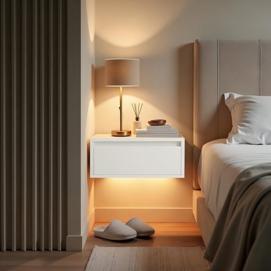 Set van 2 Hangende Nachtkastjes met Sfeervolle Verlichting – Wolkenwit – foto 5