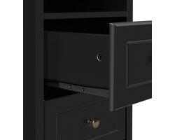 Veelzijdige Bijzettafel met Twee Lades en Open Vak - Zwart Hout – foto 2