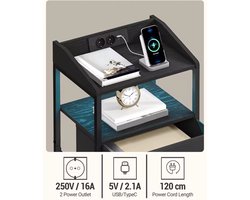 Set van 2 moderne nachtkastjes met LED, USB-laadstation en opbergruimte – foto 4