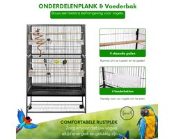Ruime Vogelvolière met Standaard op Wieltjes - Geschikt voor Meerdere Grote Vogels – foto 4