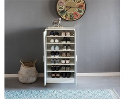 Witte Schoenenkast met Deuren - Ruimte voor Circa 14 Paar Schoenen – foto 1