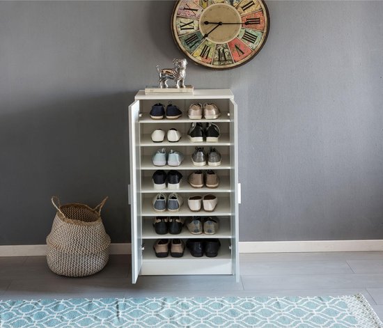 Witte Schoenenkast met Deuren - Ruimte voor Circa 14 Paar Schoenen – foto 2