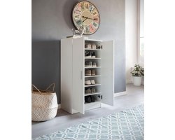 Witte Schoenenkast met Deuren - Ruimte voor Circa 14 Paar Schoenen – foto 4
