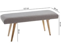 Stijlvolle Zitbank van Massief Mangohout met Gestoffeerde Zitting - Beige/Grijs – foto 5