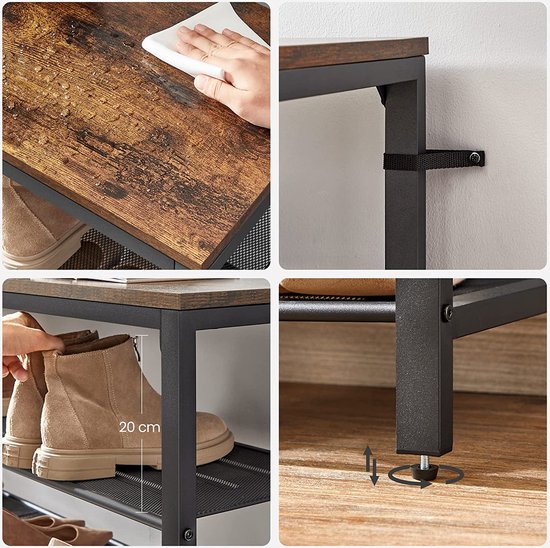 Elegant Schoenrek met 7 Niveaus en Bovenste Plank - Vintage Bruin-Zwart – foto 1