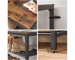 Elegant Schoenrek met 7 Niveaus en Bovenste Plank - Vintage Bruin-Zwart – foto 2