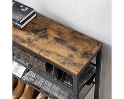 Elegant Schoenrek met 7 Niveaus en Bovenste Plank - Vintage Bruin-Zwart – foto 3