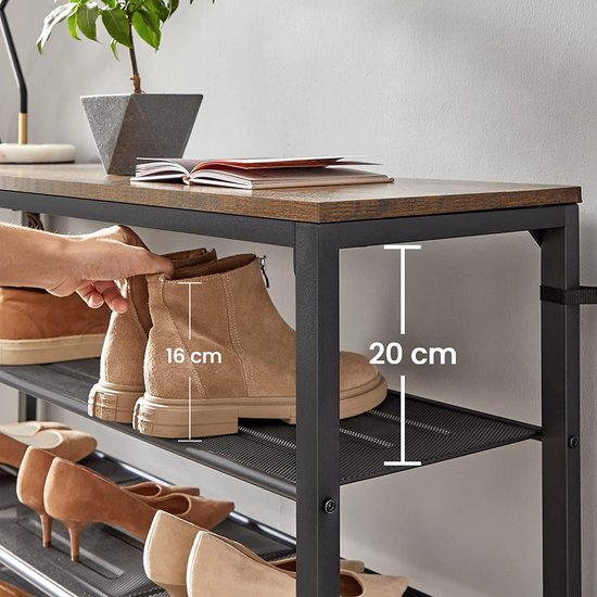 Elegant Schoenrek met 7 Niveaus en Bovenste Plank - Vintage Bruin-Zwart – foto 5