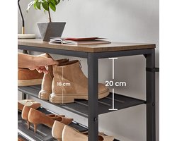 Elegant Schoenrek met 7 Niveaus en Bovenste Plank - Vintage Bruin-Zwart – foto 6