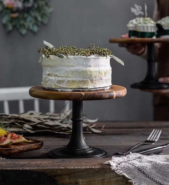 Houten Taartstandaard Set – Rustieke Presentatie voor Gebak en Desserts (Set van 3) – foto 3