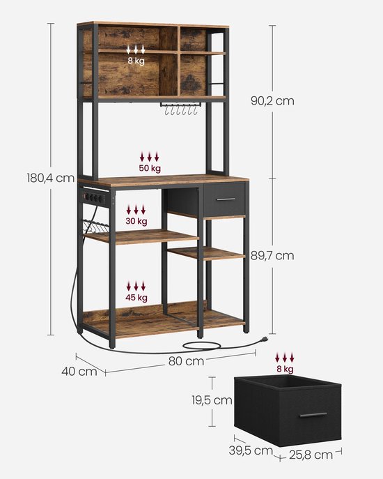 Multifunctionele Open Kast met Stopcontacten en Flexibele Opbergruimte – foto 1