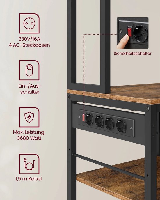 Multifunctionele Open Kast met Stopcontacten en Flexibele Opbergruimte – foto 6