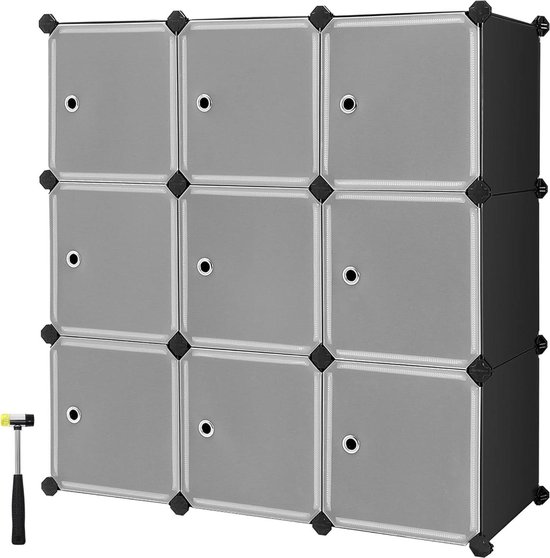 Modulaire Opbergkast met 9 Vakken en Deuren - Zwart 93 x 31 x 93 cm – foto 1