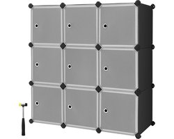 Modulaire Opbergkast met 9 Vakken en Deuren - Zwart 93 x 31 x 93 cm – foto 2