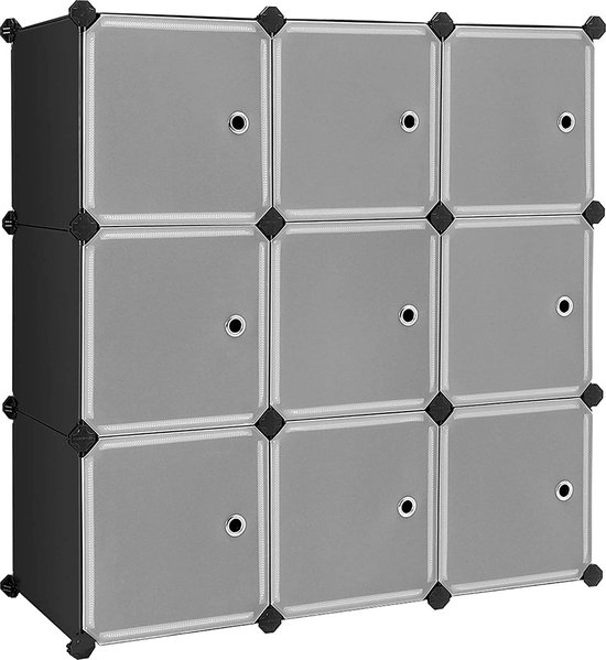 Modulaire Opbergkast met 9 Vakken en Deuren - Zwart 93 x 31 x 93 cm – foto 3