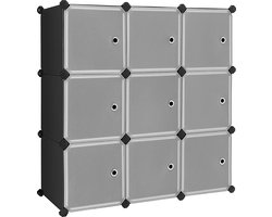 Modulaire Opbergkast met 9 Vakken en Deuren - Zwart 93 x 31 x 93 cm – foto 4