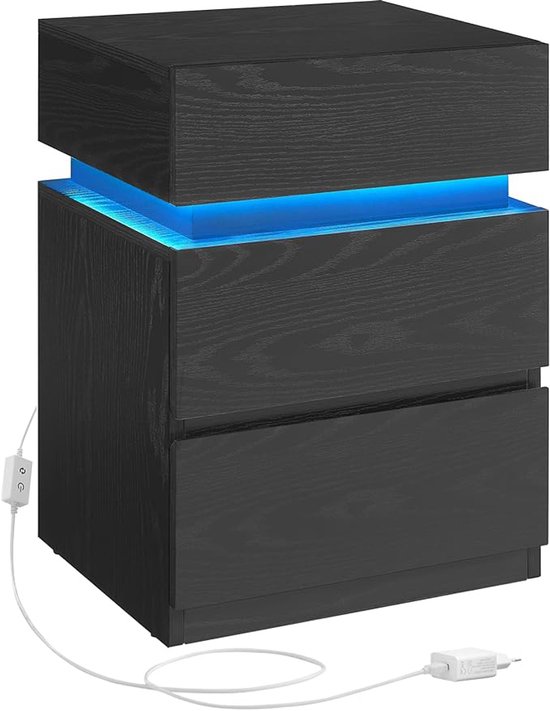 Multifunctionele Opbergkast met Verstelbare LED Verlichting en 3 Lades - Zwart – foto 1