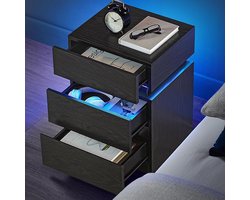 Multifunctionele Opbergkast met Verstelbare LED Verlichting en 3 Lades - Zwart – foto 5