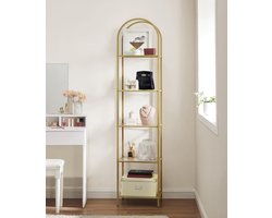 Elegante Boekenkast met Vijf Geharde Glazen Planken en Gouden Metalen Frame – foto 6