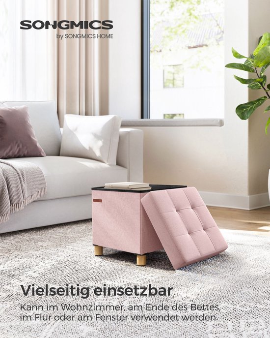 Pastelroze Opbergpoef met Multifunctioneel Design – foto 4