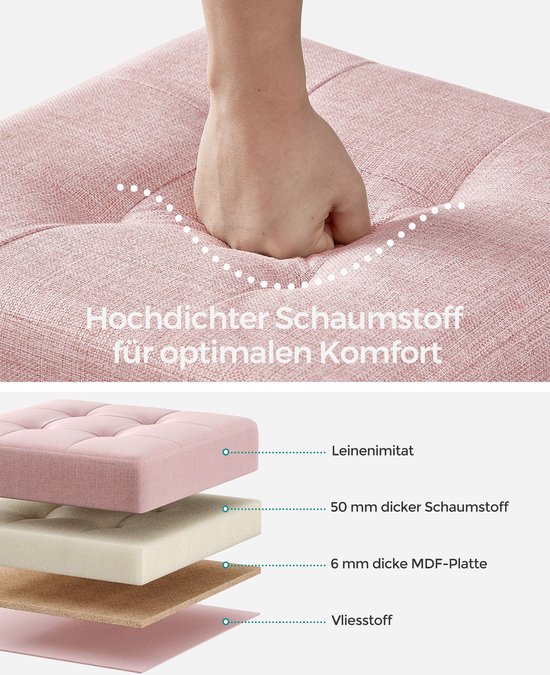 Pastelroze Opbergpoef met Multifunctioneel Design – foto 6