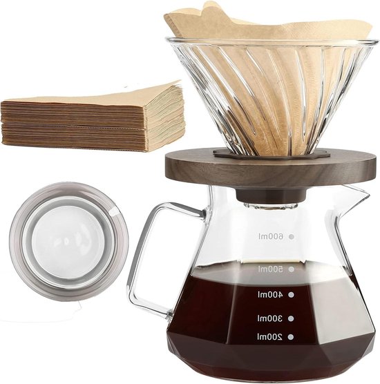 Pour Over Koffiezetapparaat van Borosilicaatglas - 600 ml Capaciteit – foto 2