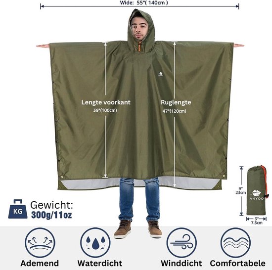 Veelzijdige waterdichte regenponcho – Ideaal voor al uw buitenactiviteiten – foto 3