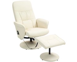 Luxe Relaxfauteuil met Massagefunctie en Draaibaar Onderstel - Crèmewit – foto 6