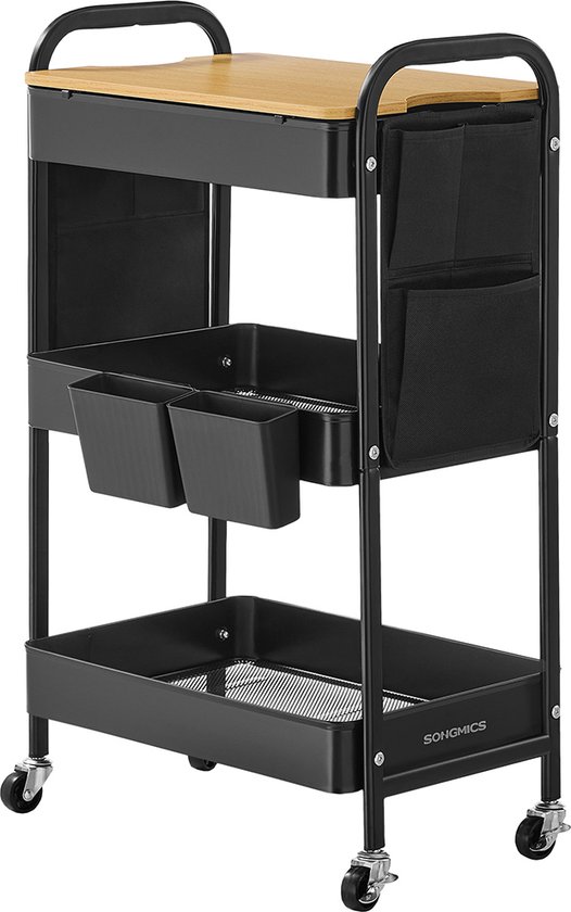 Flexibele Opbergwagen met 3 Niveaus en Handige Organizers – foto 1