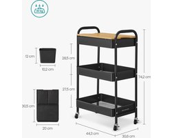 Flexibele Opbergwagen met 3 Niveaus en Handige Organizers – foto 5