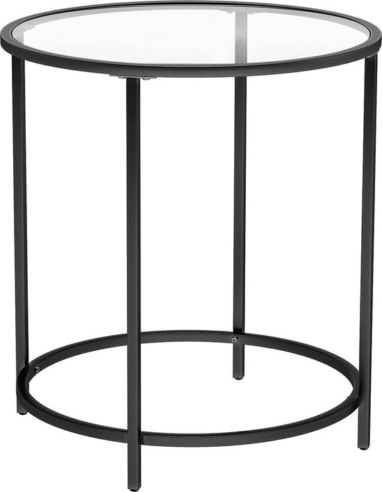 Elegante ronde bijzettafel met gehard glazen blad – foto 1