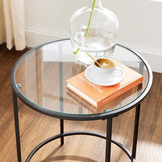 Elegante ronde bijzettafel met gehard glazen blad – foto 3