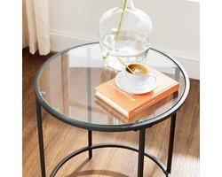 Elegante ronde bijzettafel met gehard glazen blad – foto 4